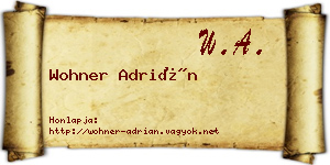 Wohner Adrián névjegykártya